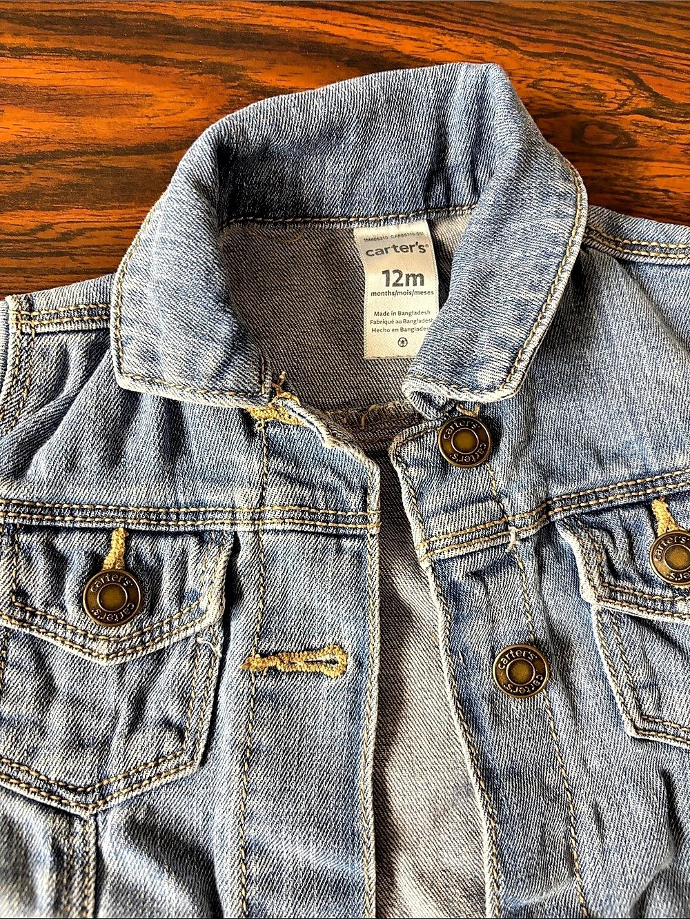 Carter's - Baby Denim Jacket Blue Size 12M - Fall Toddler Clothes Under $20 - Picture 4 of 5